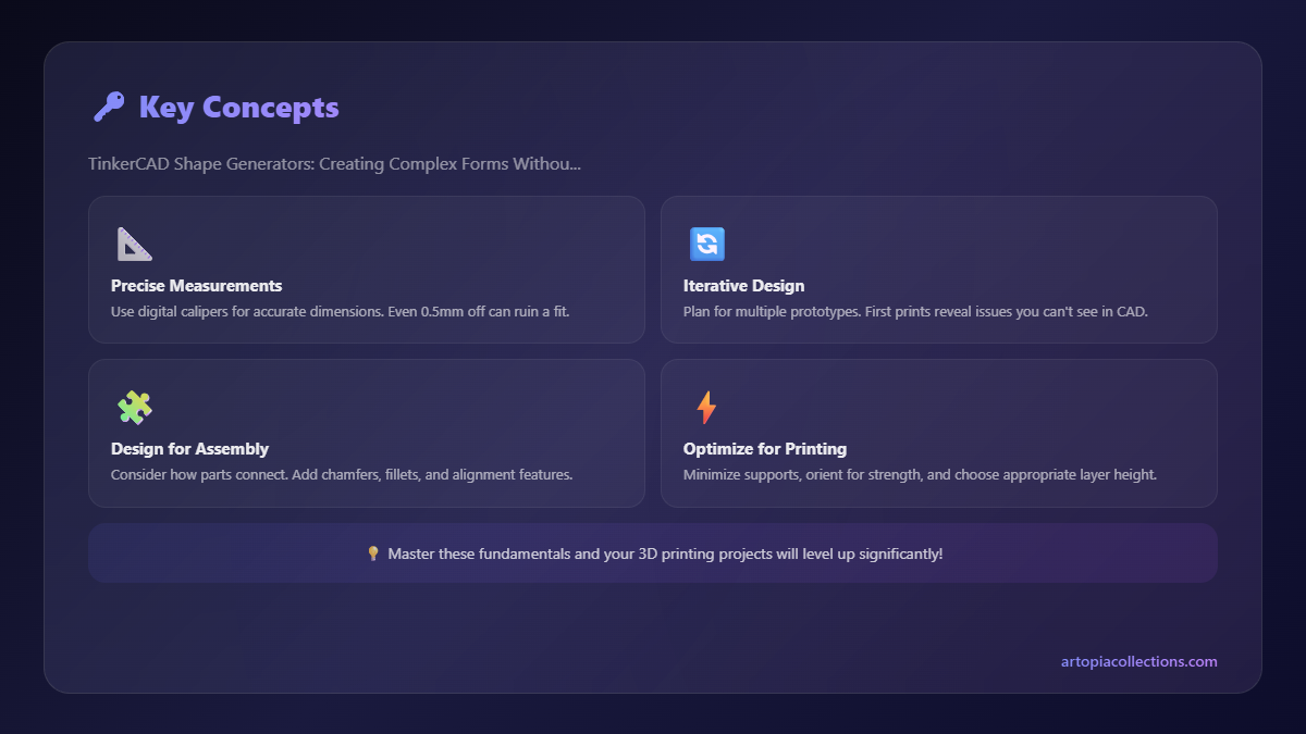 Key Concepts - TinkerCAD Shape Generators: Creating Complex Forms Without Advanced CAD