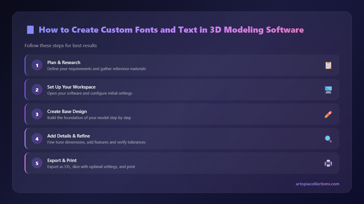 Step-by-Step Overview - How to Create Custom Fonts and Text in 3D Modeling Software