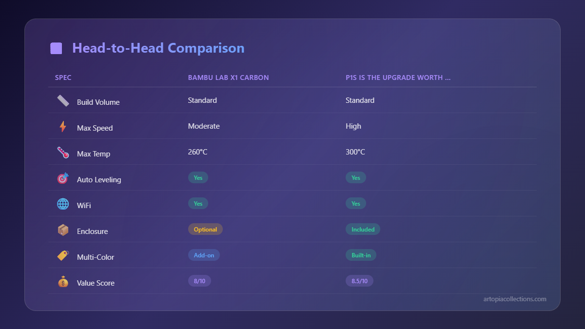Bambu Lab X1 Carbon vs P1S Is the Upgrade Worth Rs 40000 More - Visual Guide