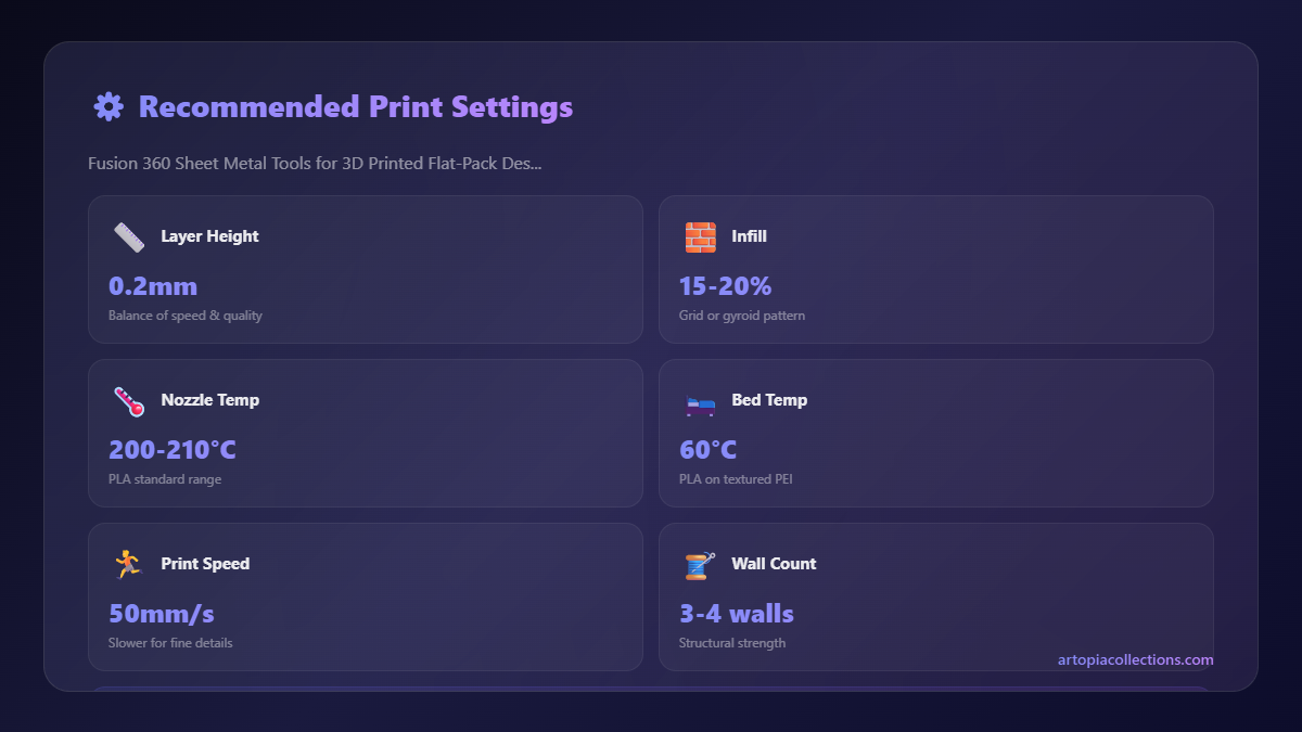 Recommended Settings - Fusion 360 Sheet Metal Tools for 3D Printed Flat-Pack Designs