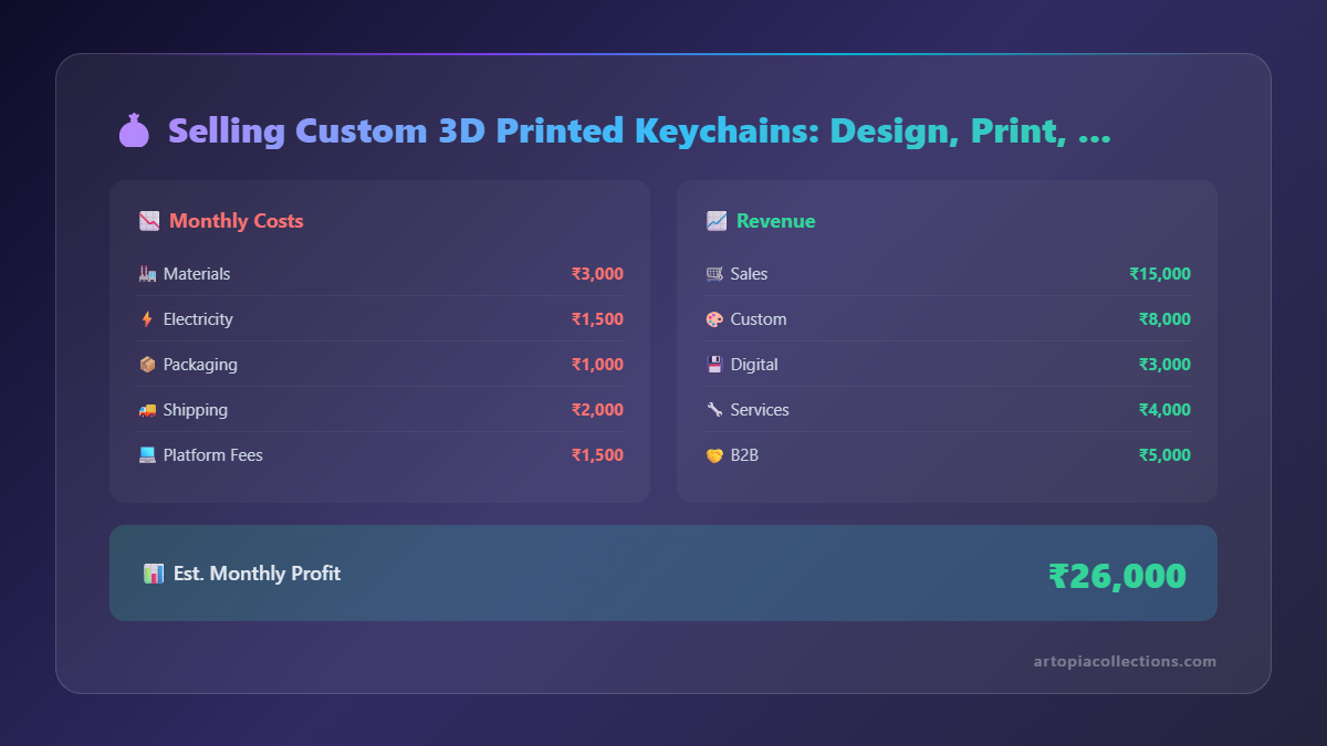 Selling Custom 3D Printed Keychains: Design, Print, and Market Guide - Infographic 1