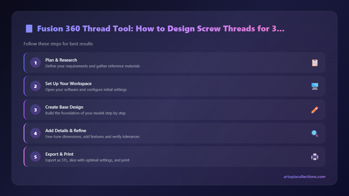 Step-by-Step Overview - Fusion 360 Thread Tool: How to Design Screw Threads for 3D Printing