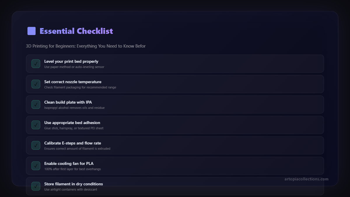 Essential 3D printing checklist for beginners